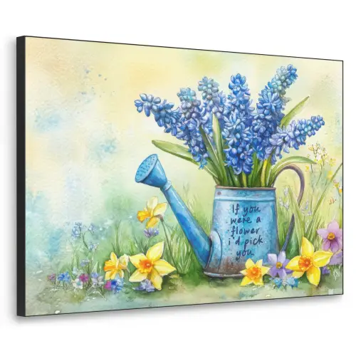 Lavendelbloemen - Quote - Gieter Textielframe zwart klein -3d
