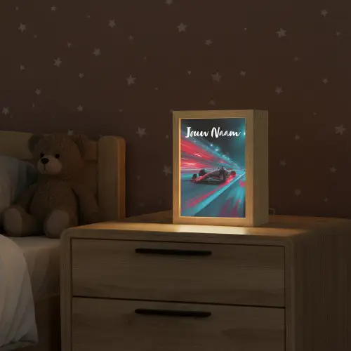 Formule 1 - Raceauto - Rood - Neonverlichting Light Box met kabel (Kinderlampje) klein -sfeer1_kind