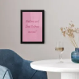 Eat me out don't stress me out - Roze - Handgeschreven fotolijst zwart zonder passe partout klein -sfeer4