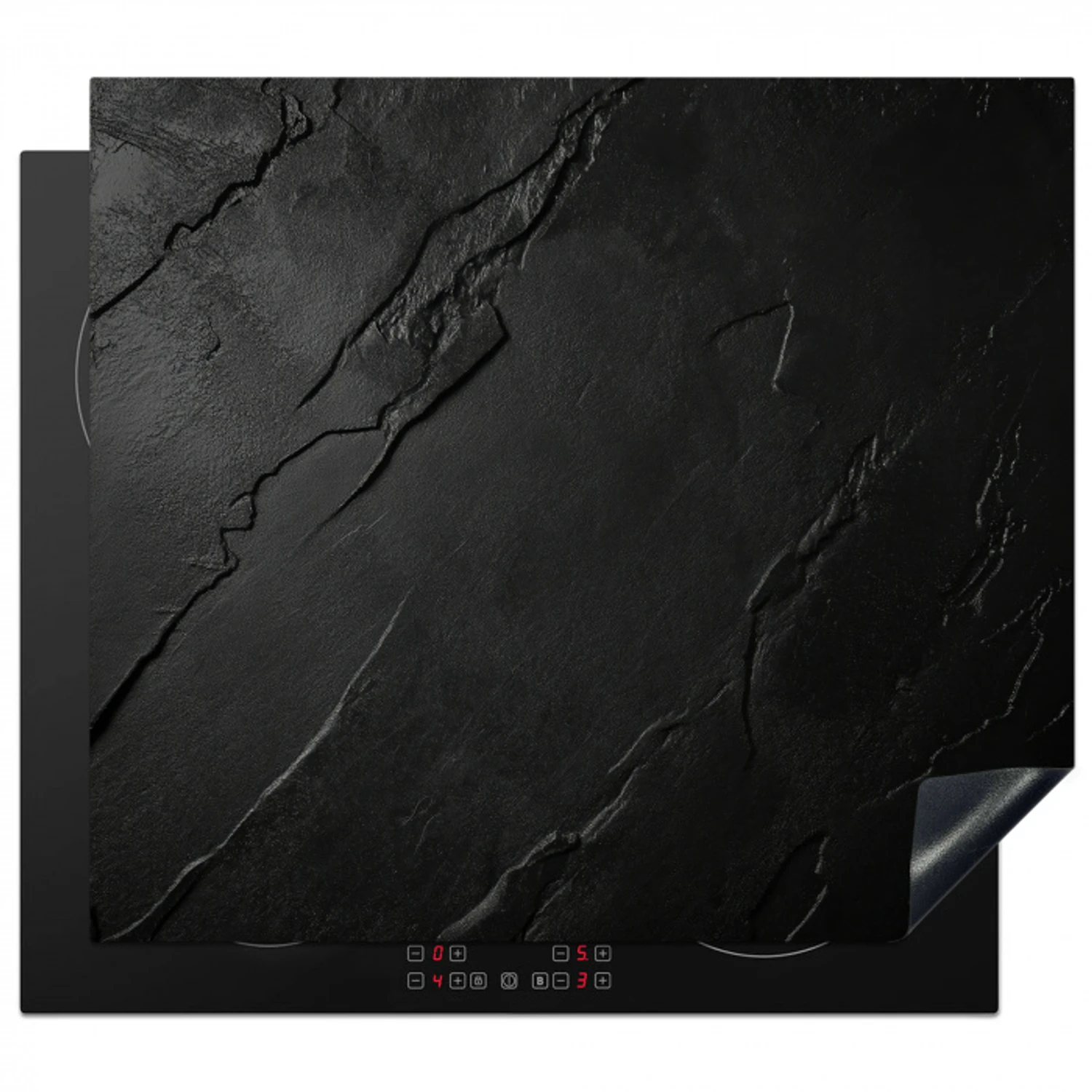 Zwart - Steen - Beton Inductie beschermer vinyl 3mm middel -3d