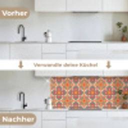 Patroon - Hippie - Oranje keuken achterwand 2 middel 871 -voor-na_DE