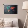 Wereldkaart - Edelstenen - Regenboog - Ruw Wandkleed katoen klein -sfeer4