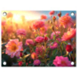 Rozenveld in gouden avondlicht tuinposter los doek klein -3d