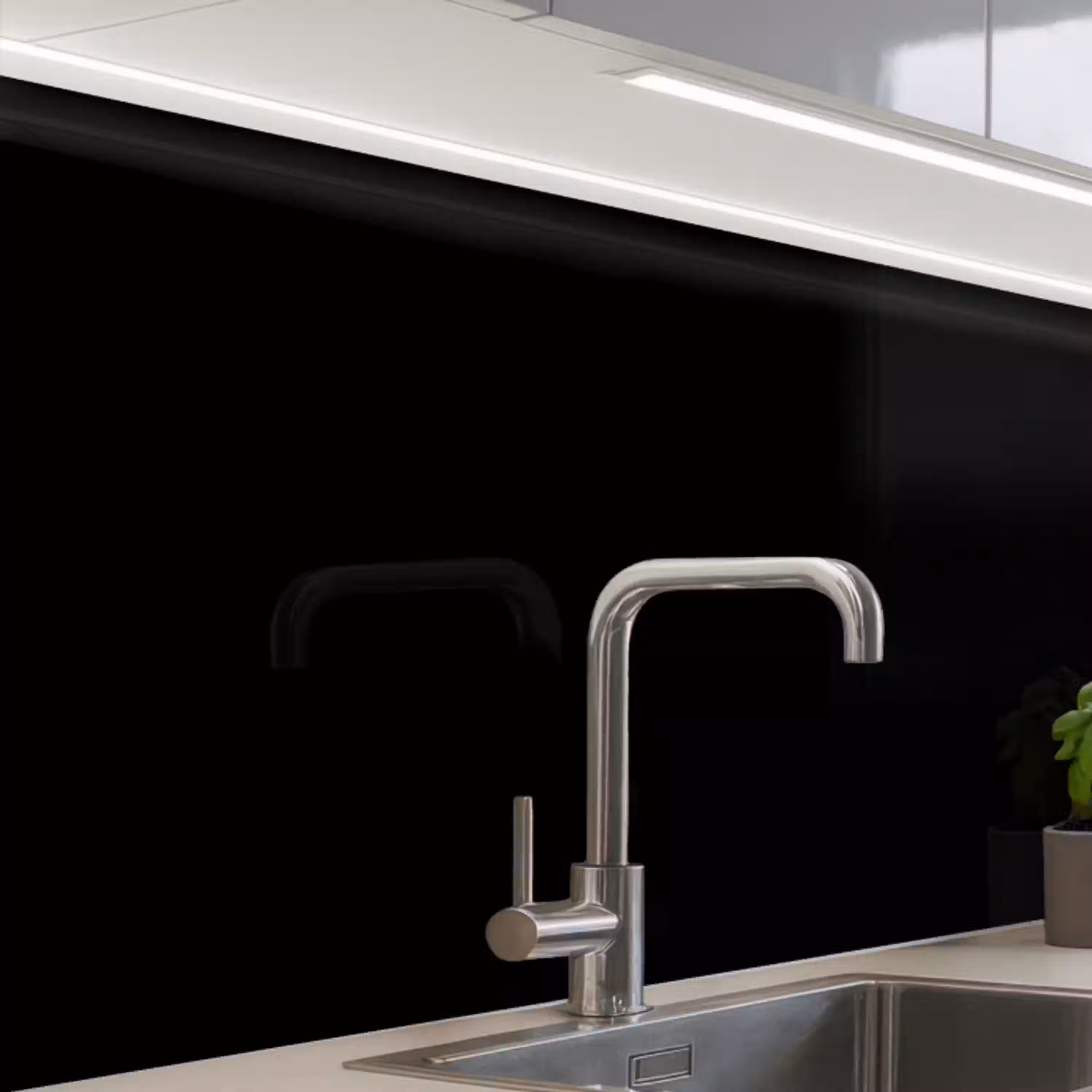 Zwart - Effen kleur keuken achterwand 2 middel 865 -zzzz3d_schuin