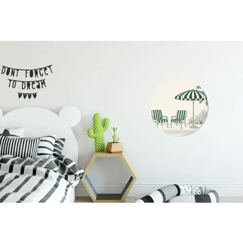 Terras - Illustratie - Groen Wandcirkel aluminium klein -kinderkamer