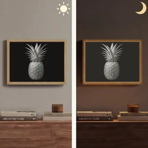 Ananas - Gedetailleerd - Bladeren Light Box met batterij (Wandlamp) middel -sfeer3