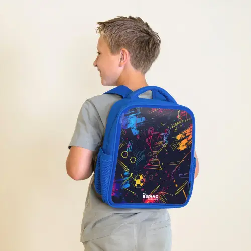 Neon sporttrofee design Kinderrugzak - Blauw middel -sfeer2