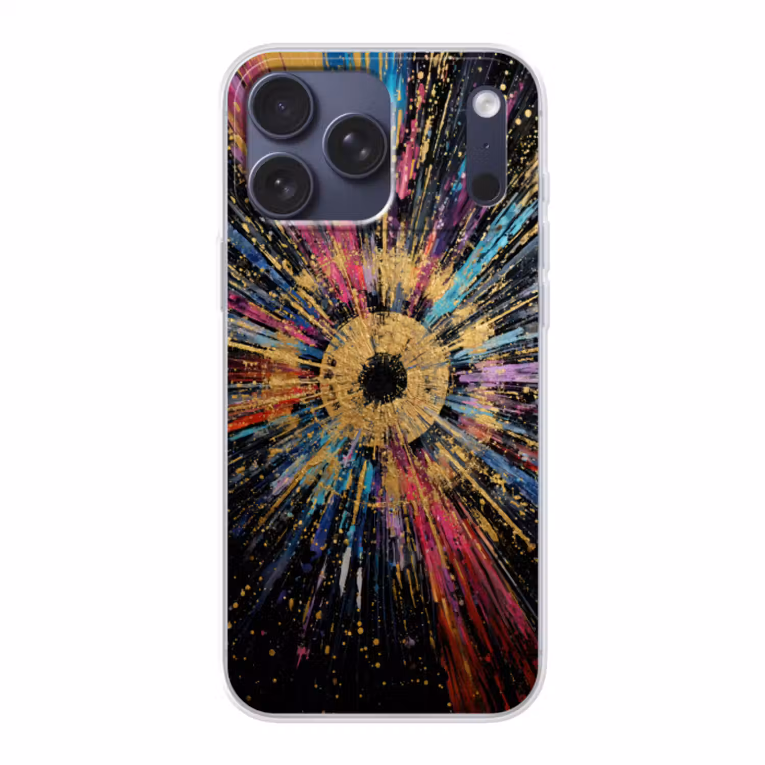 Telefoonhoesje Softcase - Explosie - Goud - Kleurrijk - Abstract