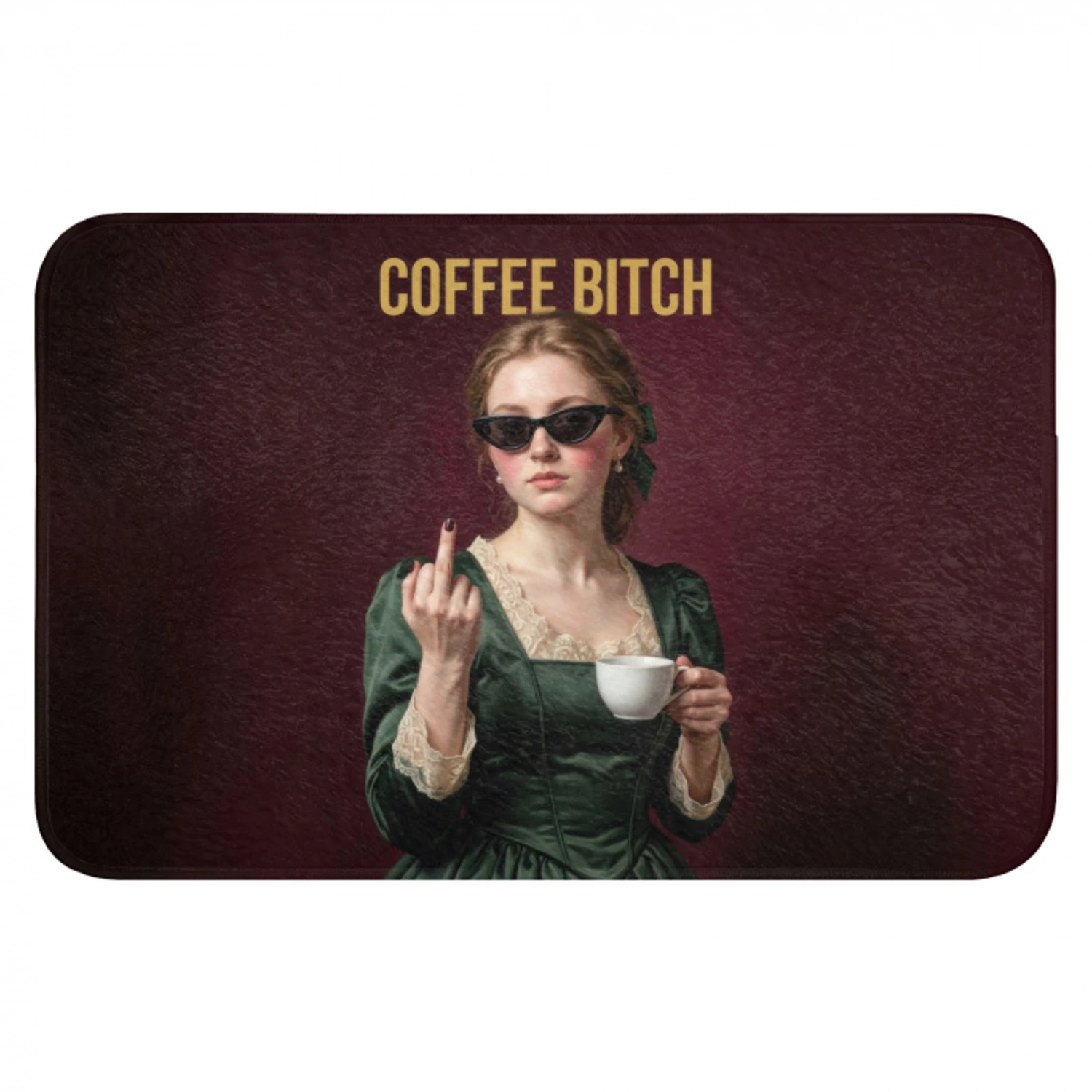 Koffie - Vrouw - Middelvinger Badmat klein -3d