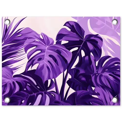 Bladeren - Paars - Tropisch - Abstract tuinposter los doek klein -3d