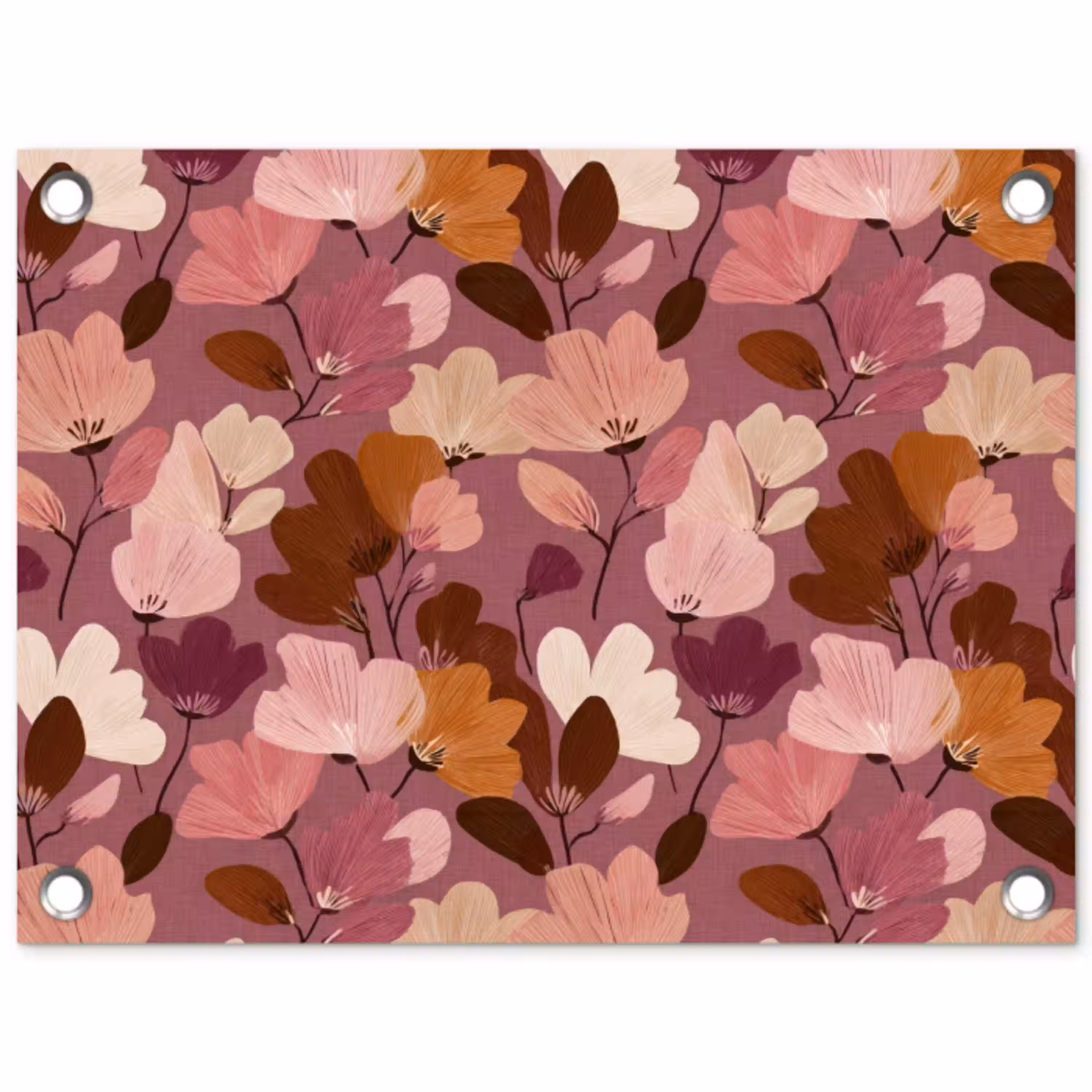 Bloem - Patroon - Roze tuinposter los doek klein 239 -3d