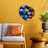 Bloemen - Patroon - Blauw - Contrast Wandcirkel Organisch Forex 3mm klein -sfeer4