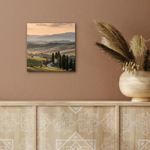 Toscaans - Landschap - Heuvels aluminium wit klein -sfeer4