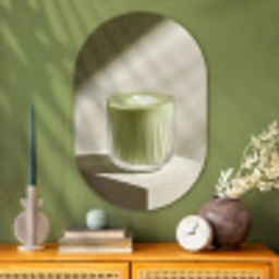 Matcha - Glas - Groen - Minimalistisch Wandcirkel Ovaal Glas middel -sfeer2