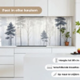 Bos - Bomen - Mist - Natuur - Illustratie - Grijs keuken achterwand 2 middel -sfeer4_NL