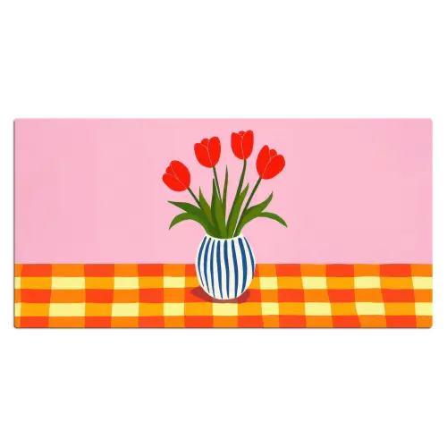 Tulpen - Roze - Vaas Muismat XXL klein -3d_leeg