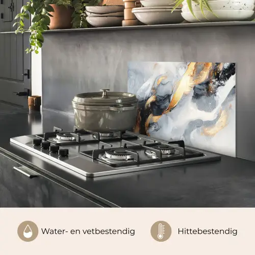 Kunst - Goud - Luxe - Abstract - Modern keuken achterwand spatscherm klein -usp_NL