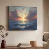 Meeuwen - Zonsondergang - Zee - Wolken Textielframe - compleet frame klein -sfeer3