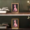 Zebra - Roze - Gestreept Light Box met kabel (Tafellamp) klein -sfeer3