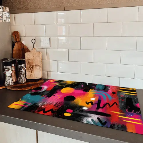 Kleurvlakken - Vormen - Kleurrijk - Abstract Inductie beschermer vinyl 3mm klein -sfeer3