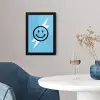 Smiley - Blauw - Bliksem fotolijst zwart zonder passe partout klein -sfeer4