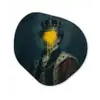 Koning - Portret - Druipende gele verf Wandcirkel Organisch Plexiglas middel -3d
