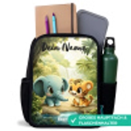 Olifant - Tijger - Bos - Jungle Rugzak - Zwart middel -inhoud_DE