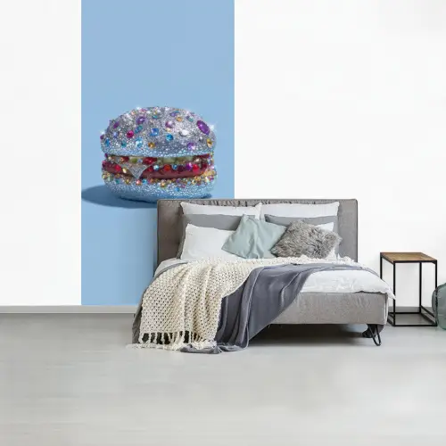 Glitters - Hamburger - Blauw fotobehang vinyl groot -slaapkamer