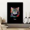 Kat met kleurrijke penseelstreken canvas 2cm klein -sfeer6