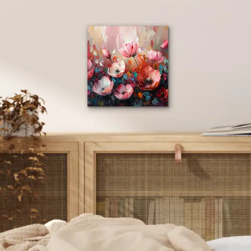 Klaprozen - Roze - Bloemen - Botanisch - Kunst aluminium wit klein -sfeer3