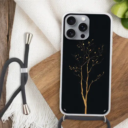 Takken - Blaadjes - Zwart Hoesje iPhone 16 Pro Max met koord klein -sfeer4
