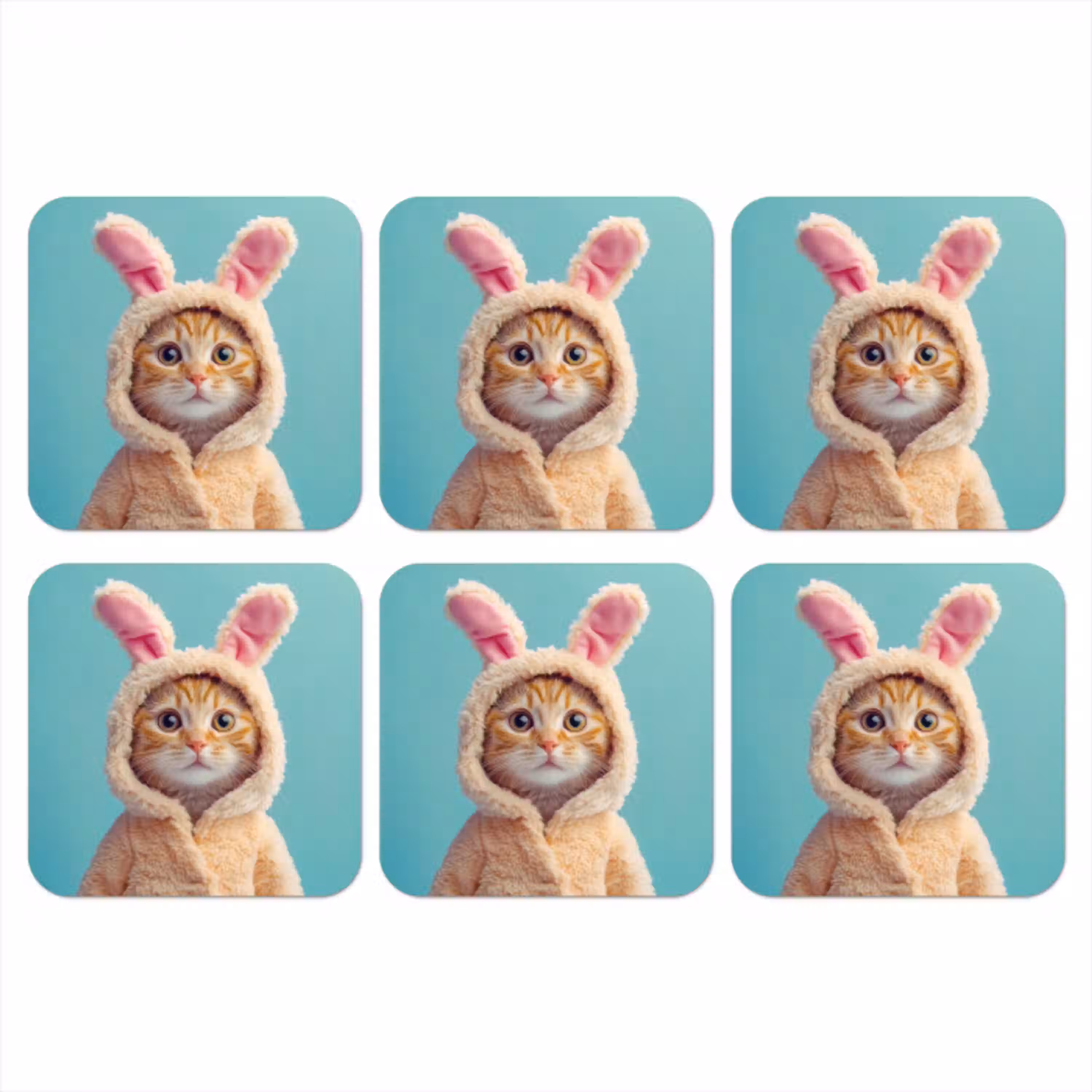 Paashaas - Kat - Kostuum onderzetter kurk middel -3d