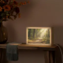 Zonlicht - Bospad - Bomen Light Box met kabel (Tafellamp) klein -sfeer4