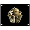 Cupcake - Eten - Goud - Zwart tuinposter los doek klein -3d