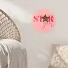 Star girl - Roze - Panter - Ster Wandcirkel behangsticker klein -sfeer4