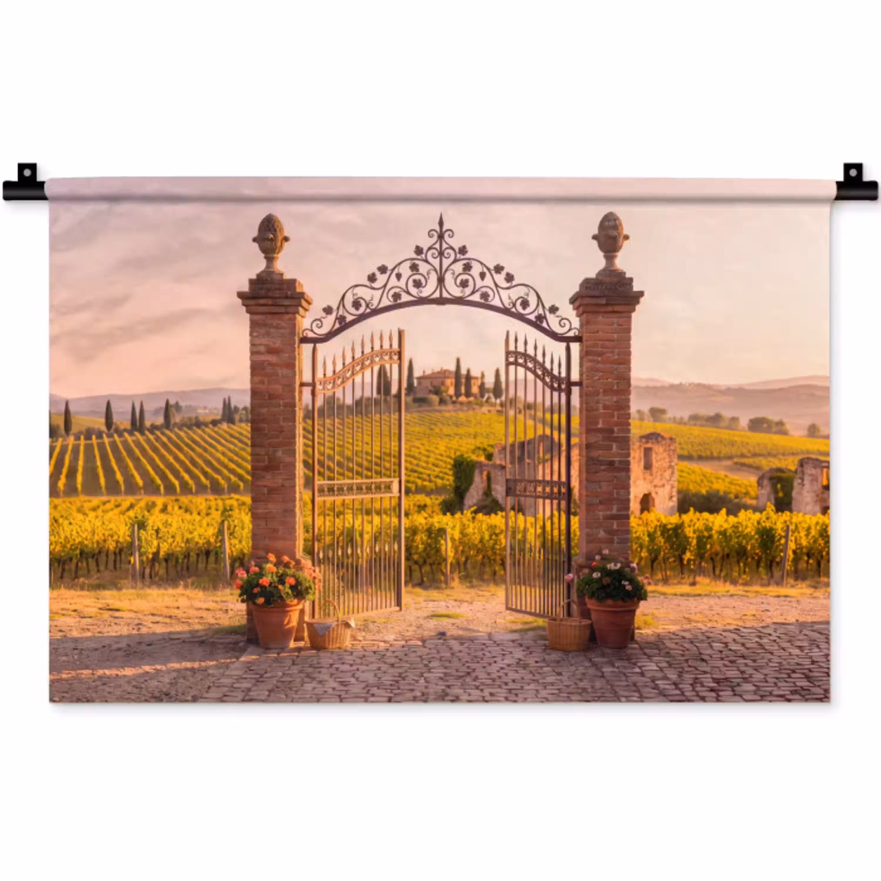 Poort - Landschap - Platteland - Zonlicht - Warm Wandkleed katoen klein -zz3d