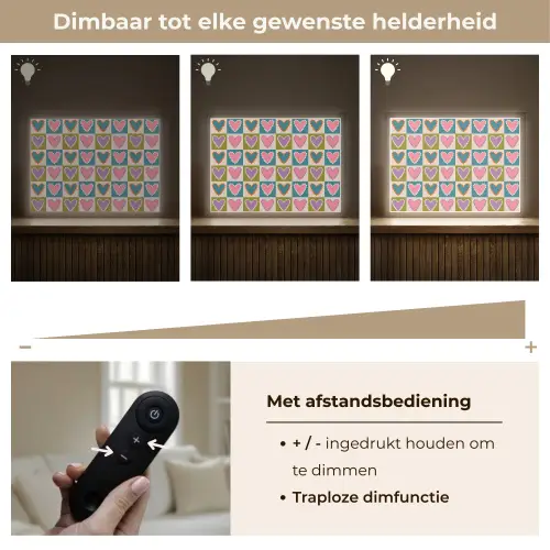 Retro - Kleuren - Patroon - Hartjes Light Box met batterij (Wandlamp) middel 907 -USP_dimbaarNL