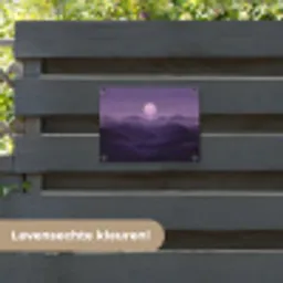 Heuvels - Paars - Mist - Zon tuinposter los doek klein -sfeer3