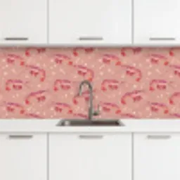 Garnalen - Stippen - Roze keuken achterwand 2 middel 871 -3d