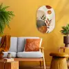 Vormen - Rond - Bladeren - Beige Wandcirkel Ovaal Forex klein -sfeer4