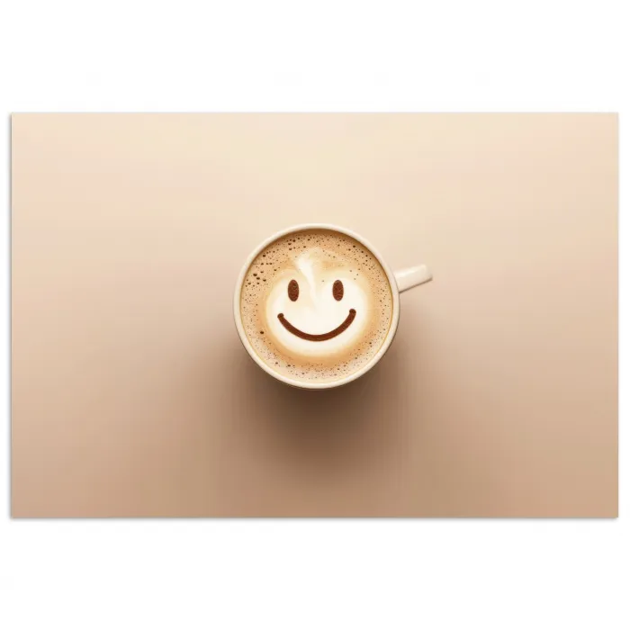 Koffie - Melkschuim - Lach - Beige poster papier klein -3d