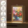 Bloemen - Kleurrijk - Bloempot - Olieverf Light Box met kabel (Tafellamp) klein -USP_NL