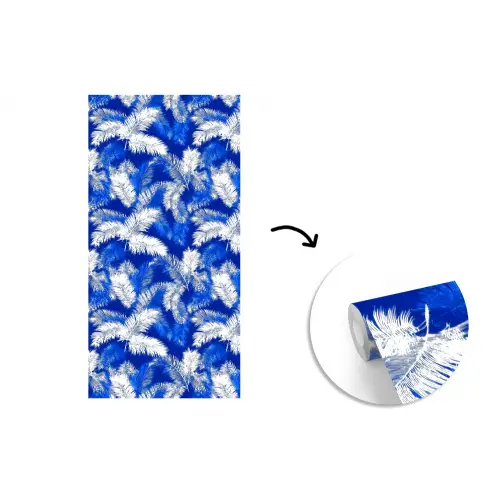 Palmblad - Patroon - Blauw fotobehang vinyl groot 64 -3d