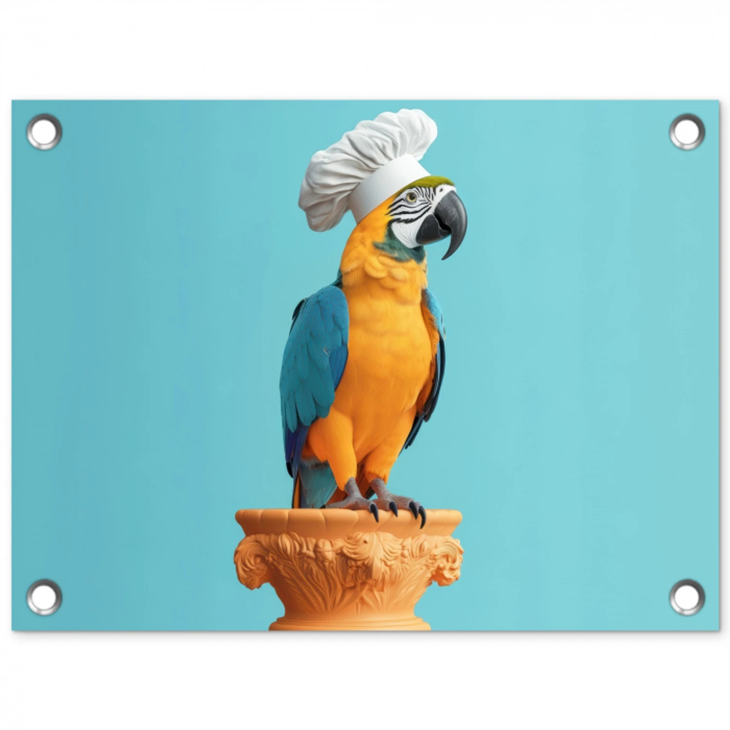 Papegaai - Koksmuts - Grappig - Vogel tuinposter los doek klein -3d