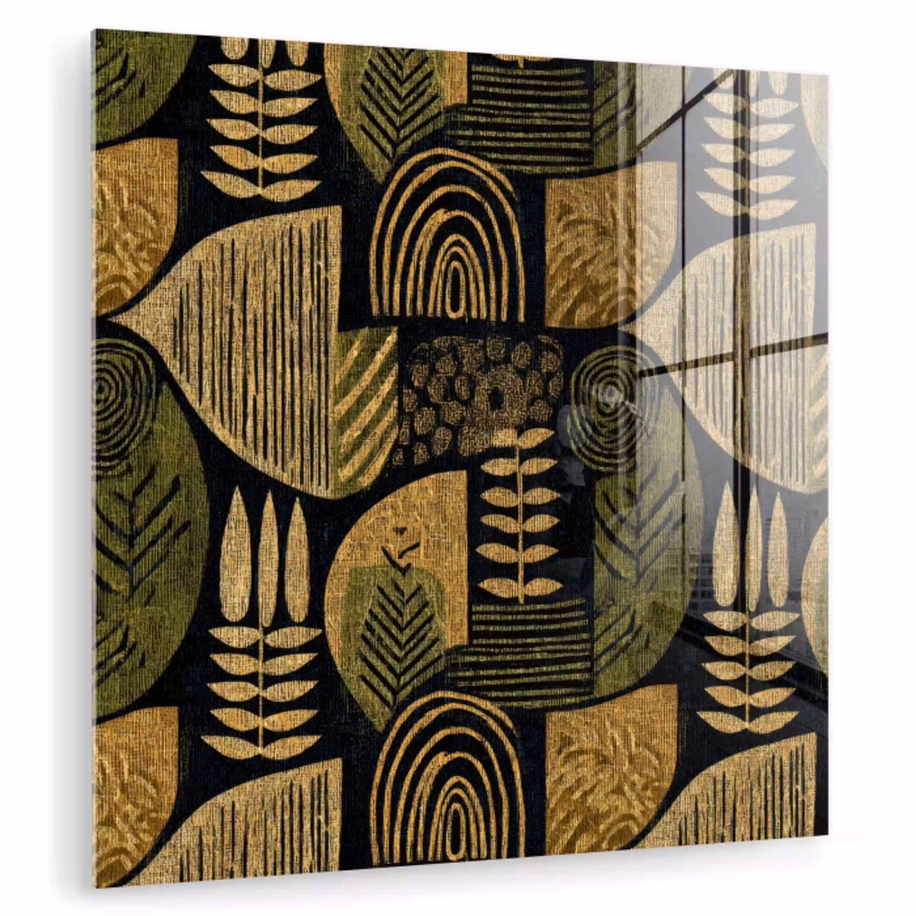 Zwart - Okergeel - Botanisch - Textuur plexiglas 5mm klein 11 -zzzproduct_nieuw