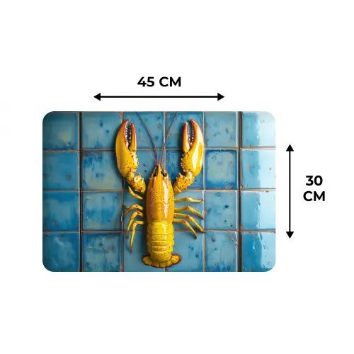 Kreeft - Geel - Blauw - Tegels Placemat vinyl groot -specs