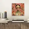 Vrouw - Bril - Roze - Bloemen aluminium wit klein -sfeer1