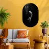 Koi - Vis - Wit - Zwart Wandcirkel Ovaal Glas middel -sfeer4