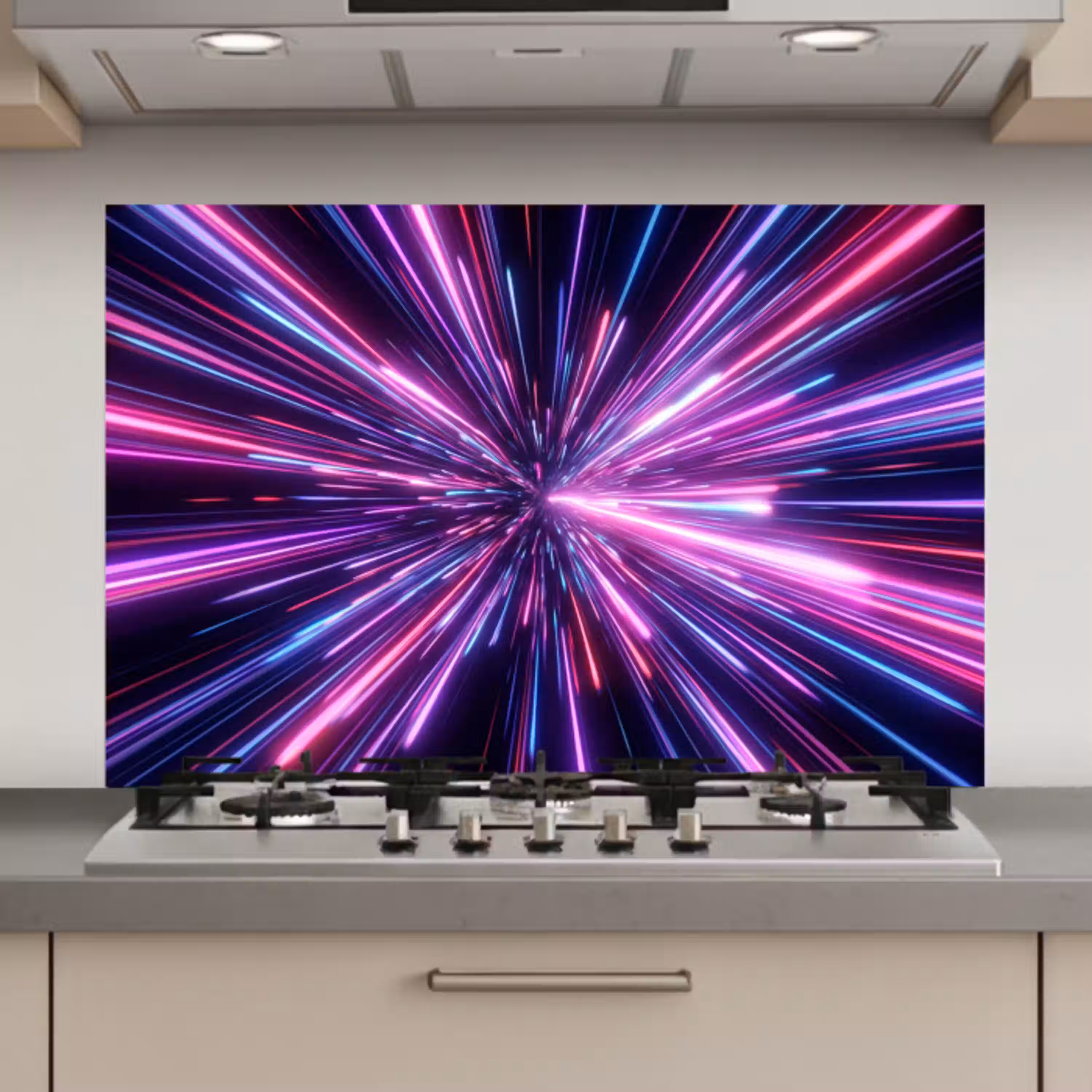 Lichtsnelheid - Ruimte - Roze - Paars keuken achterwand spatscherm klein -3d_website