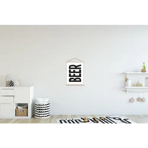 Bier - Japandi - Decoratie - Zwart textielposter latten blank klein -kinderkamer